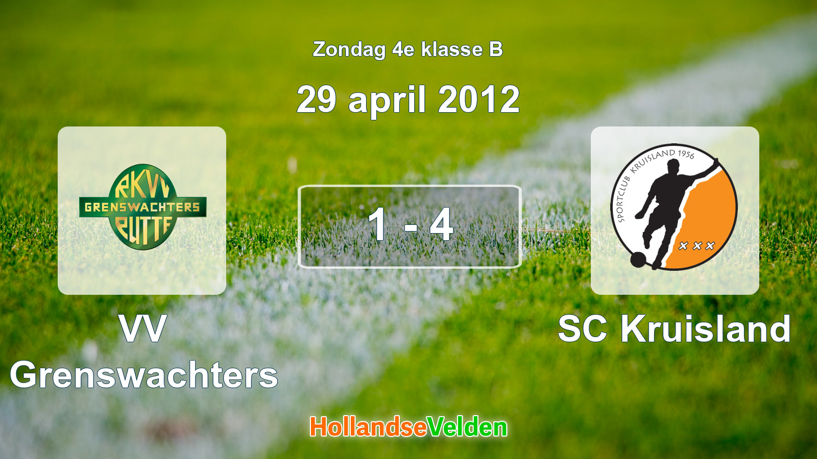 Gespeelde wedstrijd: VV Grenswachters - SC Kruisland 1 - 4 (29 april 2012)
