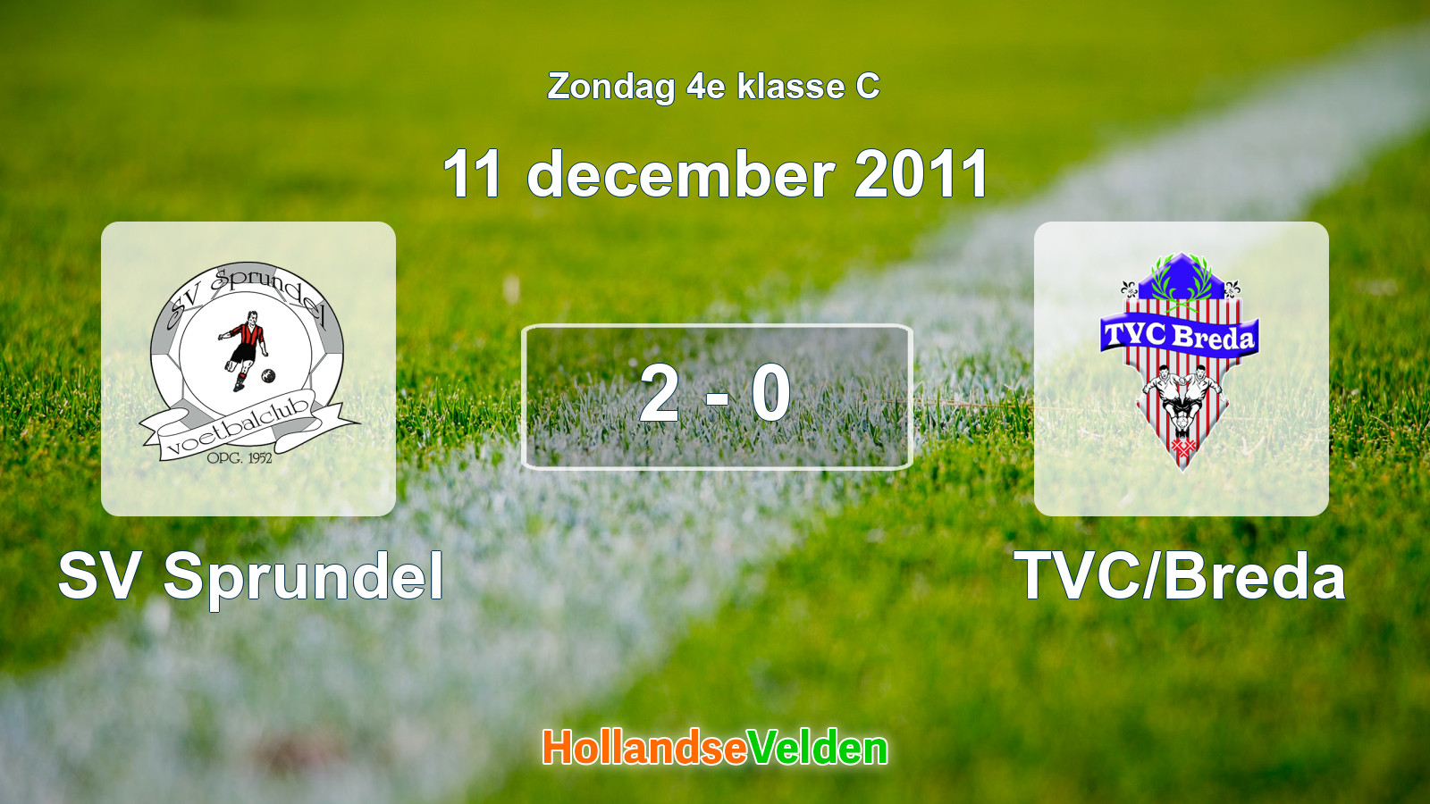 Gespeelde wedstrijd: SV Sprundel - TVC/Breda 2 - 0 (11 december 2011)