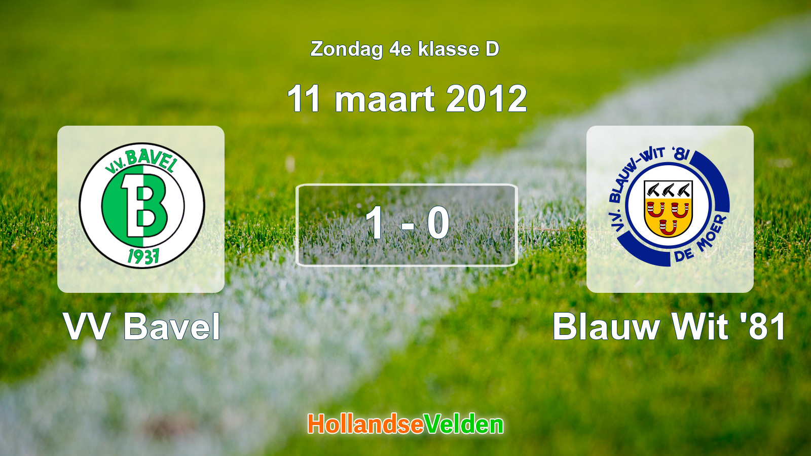 Gespeelde wedstrijd: VV Bavel - Blauw Wit '81 1 - 0 (11 maart 2012)