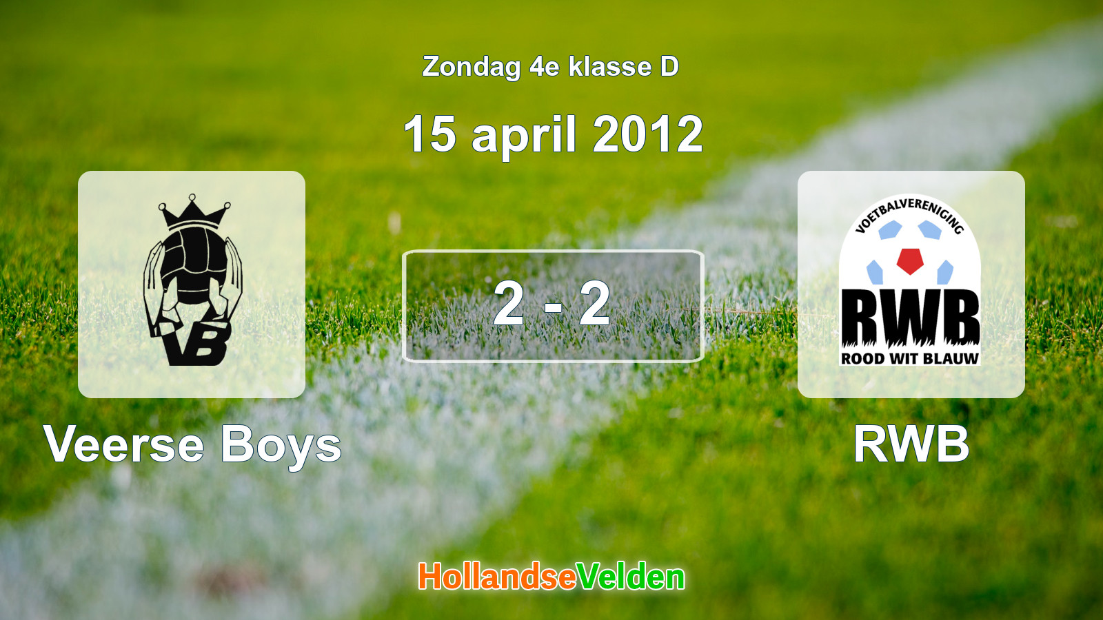 Gespeelde wedstrijd: Veerse Boys - RWB 2 - 2 (15 april 2012)