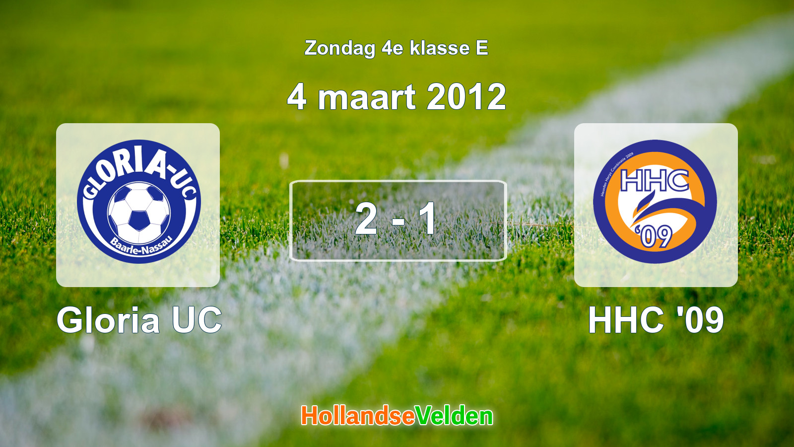 Gespeelde wedstrijd: Gloria UC - HHC '09 2 - 1 (4 maart 2012)