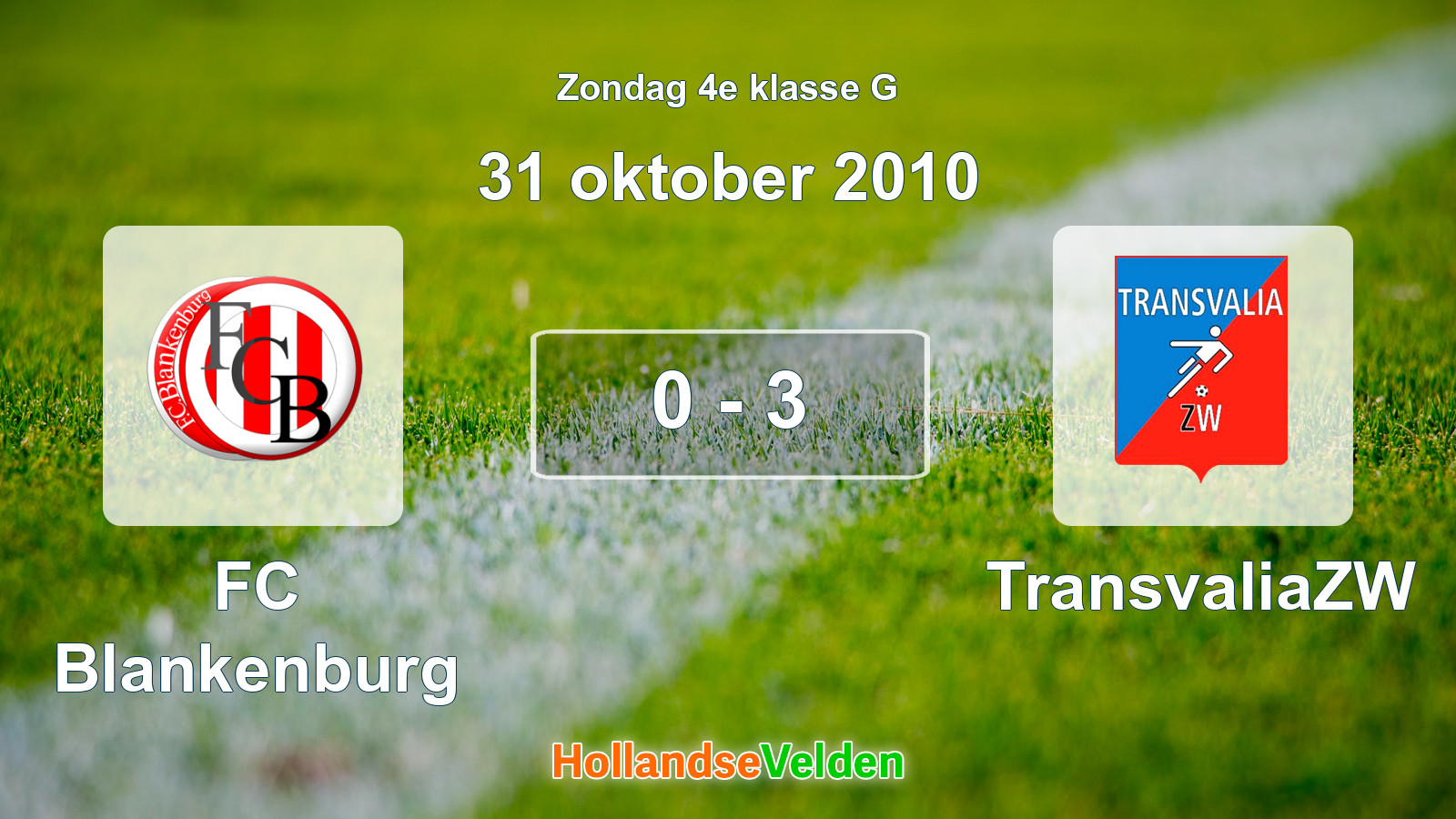 Gespeelde wedstrijd: FC Blankenburg - TransvaliaZW 0 - 3 (31 oktober 2010)