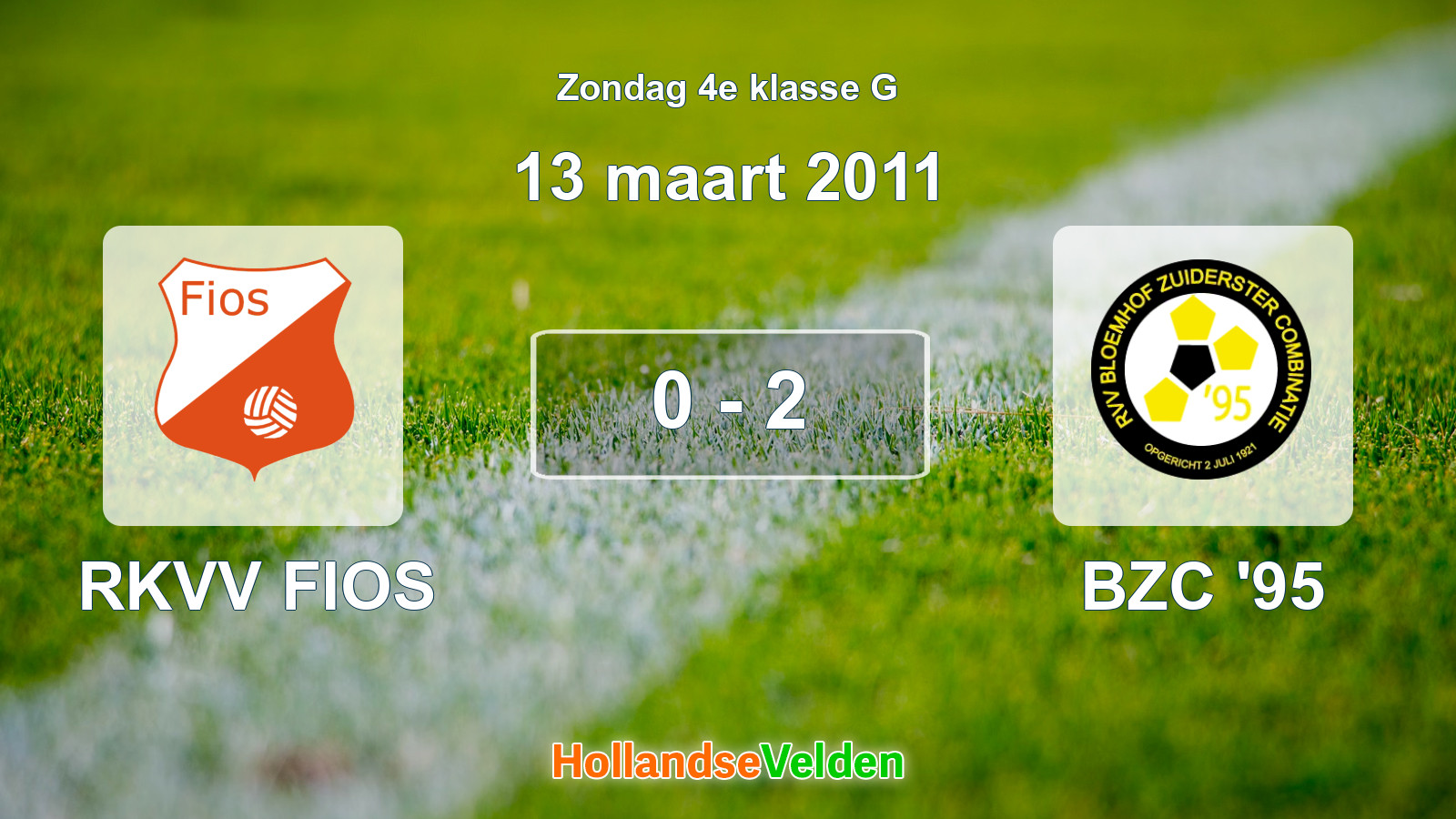 Gespeelde wedstrijd: RKVV FIOS - BZC '95 0 - 2 (13 maart 2011)