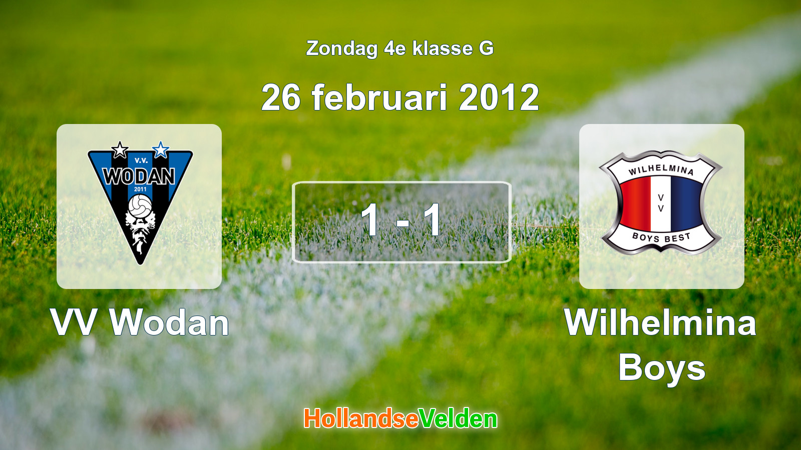 Gespeelde wedstrijd: VV Wodan - Wilhelmina Boys 1 - 1 (26 februari 2012)