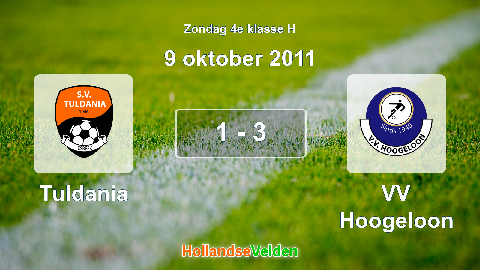 Gespeelde wedstrijd: Tuldania - VV Hoogeloon 1 - 3 (9 oktober 2011)
