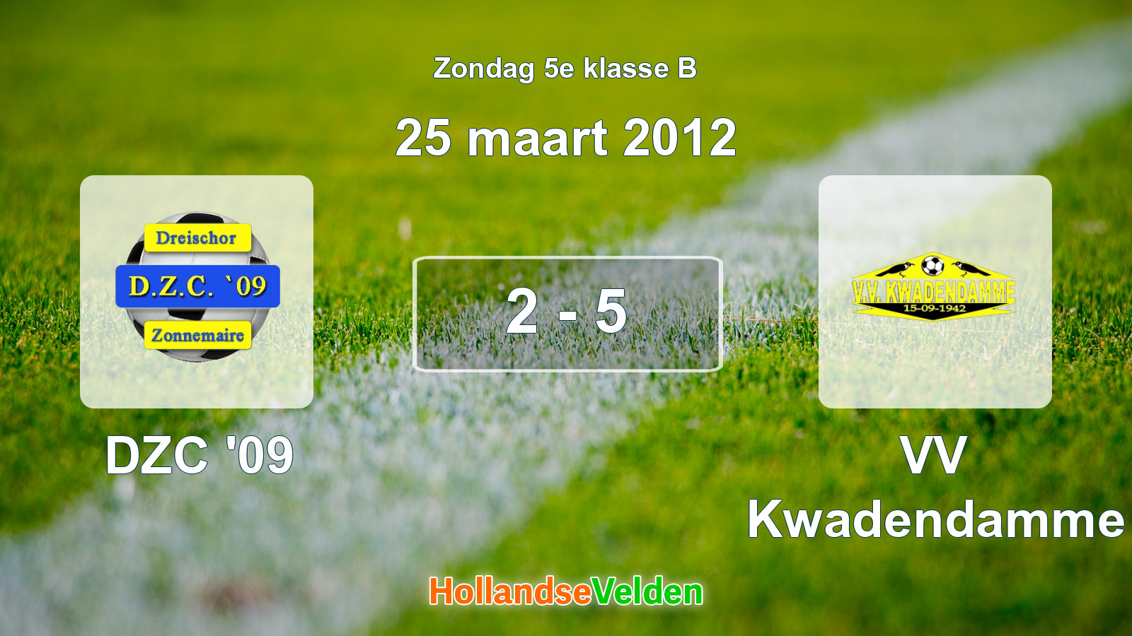 Gespeelde wedstrijd: DZC '09 - VV Kwadendamme 2 - 5 (25 maart 2012)