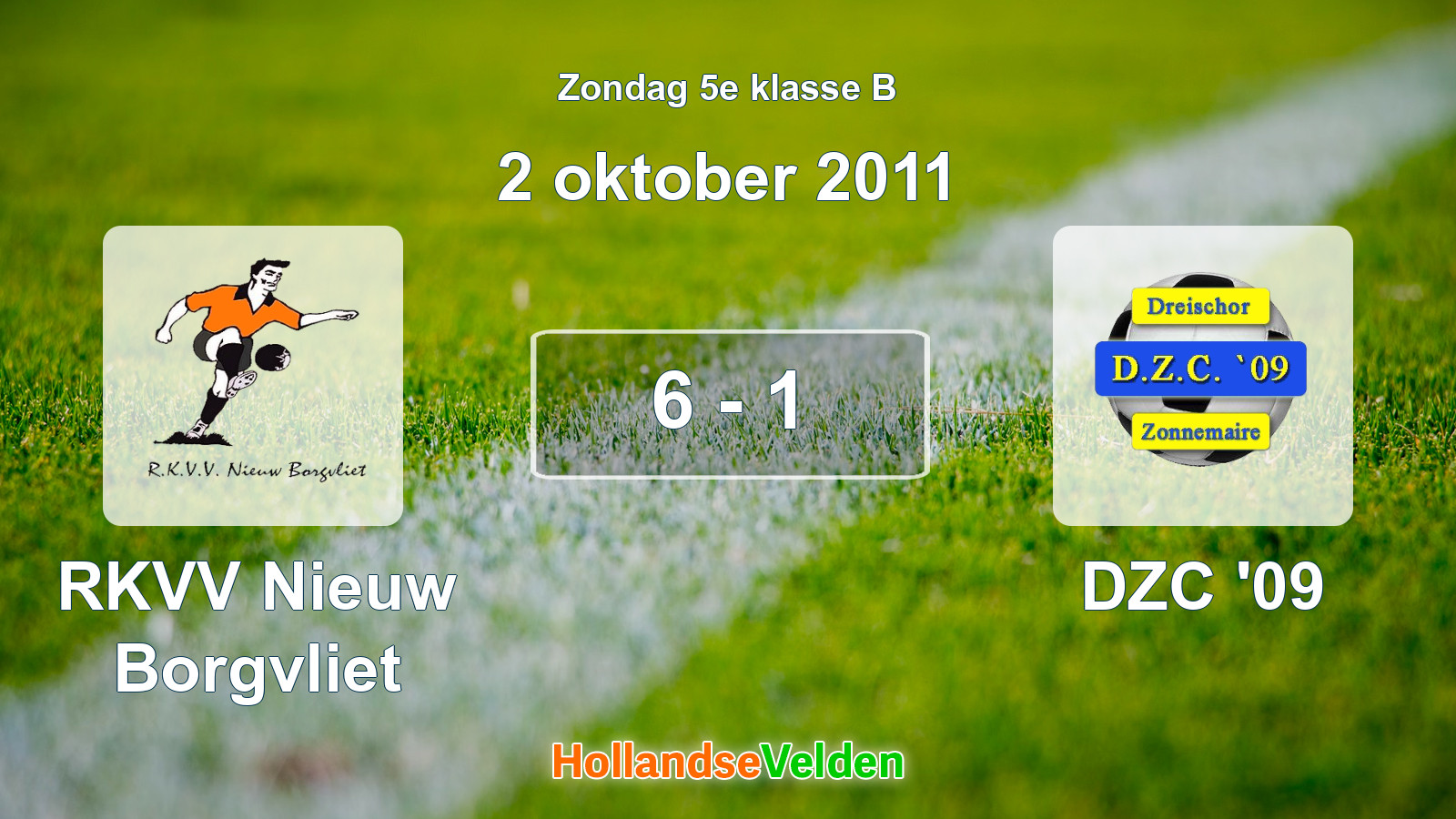 Gespeelde wedstrijd: RKVV Nieuw Borgvliet - DZC '09 6 - 1 (2 oktober 2011)