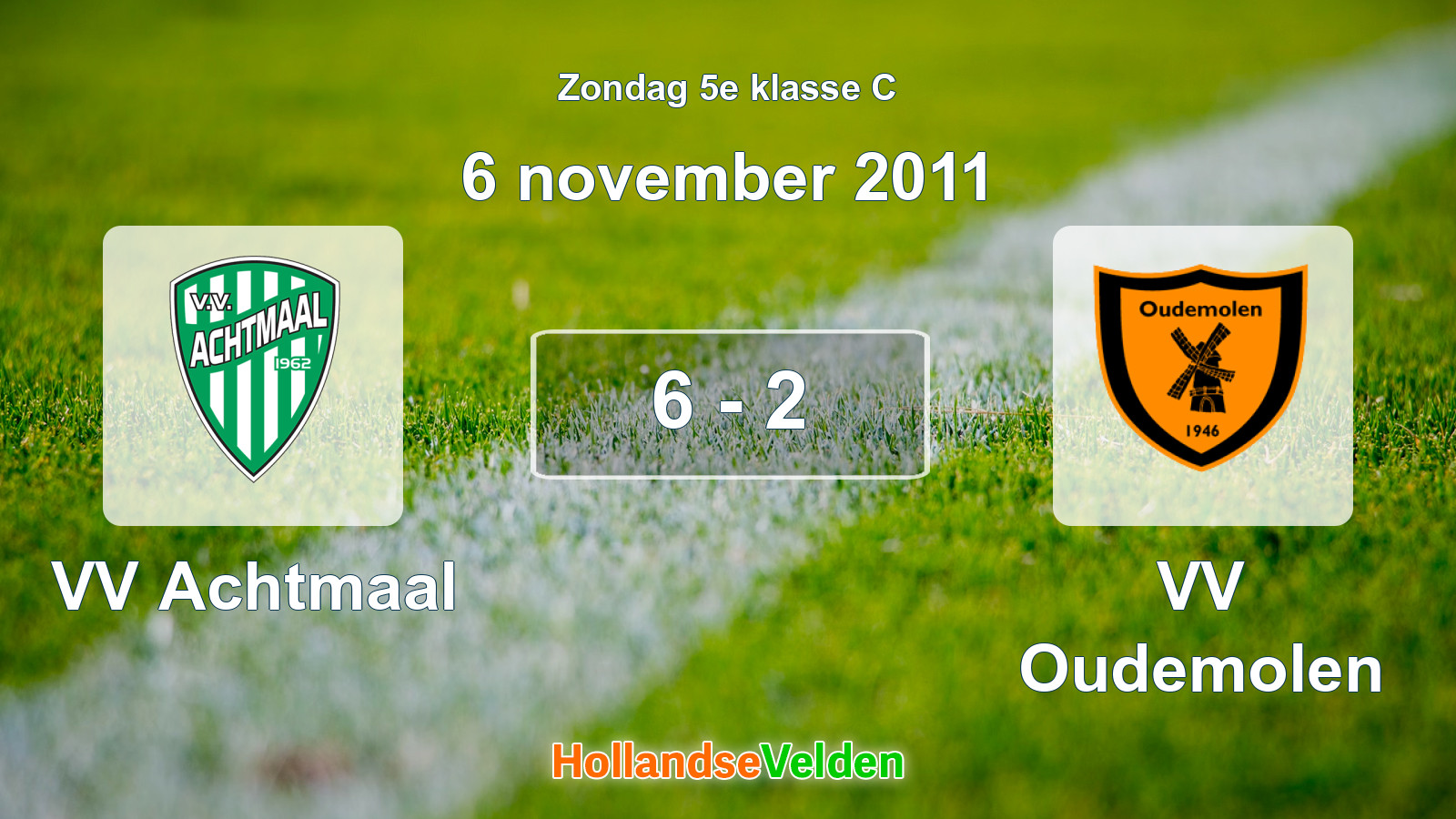 Gespeelde wedstrijd: VV Achtmaal - VV Oudemolen 6 - 2 (6 november 2011)