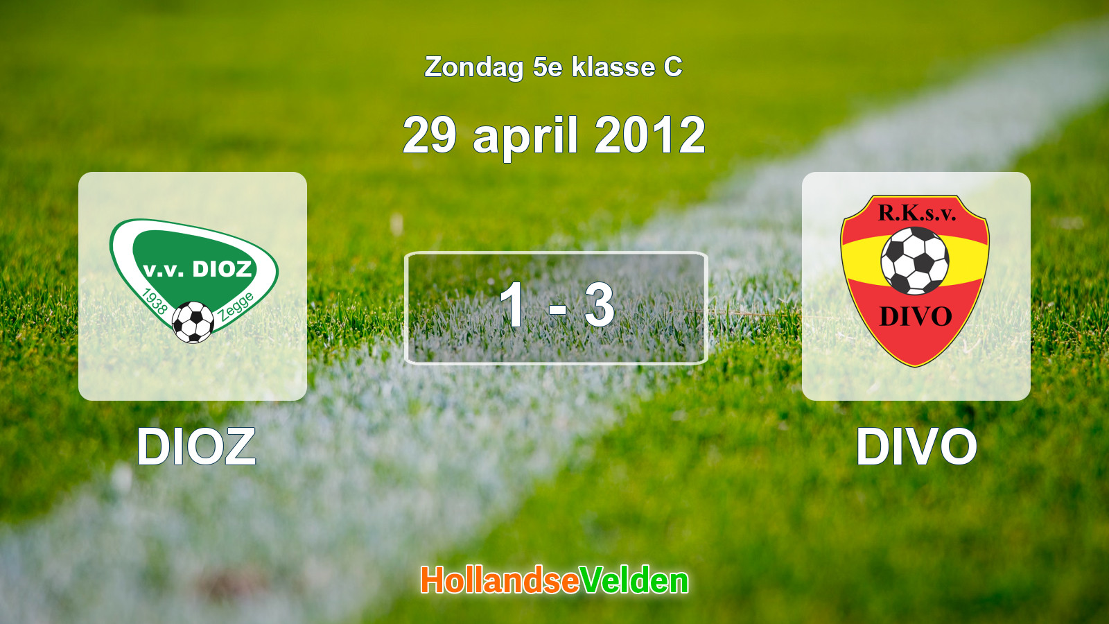 Gespeelde wedstrijd: DIOZ - DIVO 1 - 3 (29 april 2012)