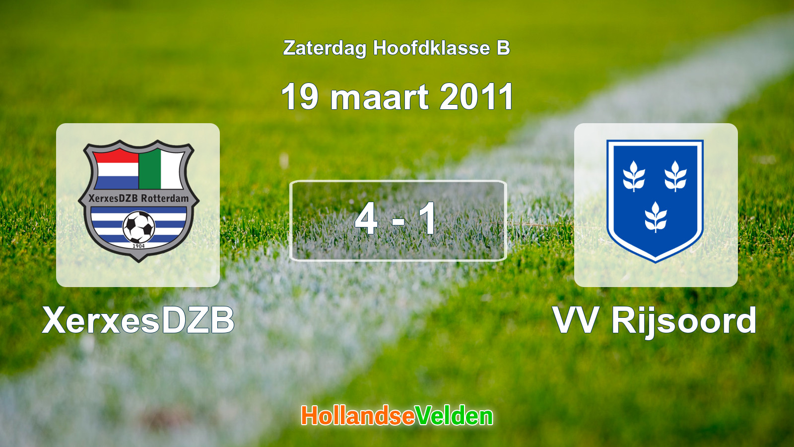 Gespeelde wedstrijd: XerxesDZB - VV Rijsoord 4 - 1 (19 maart 2011)