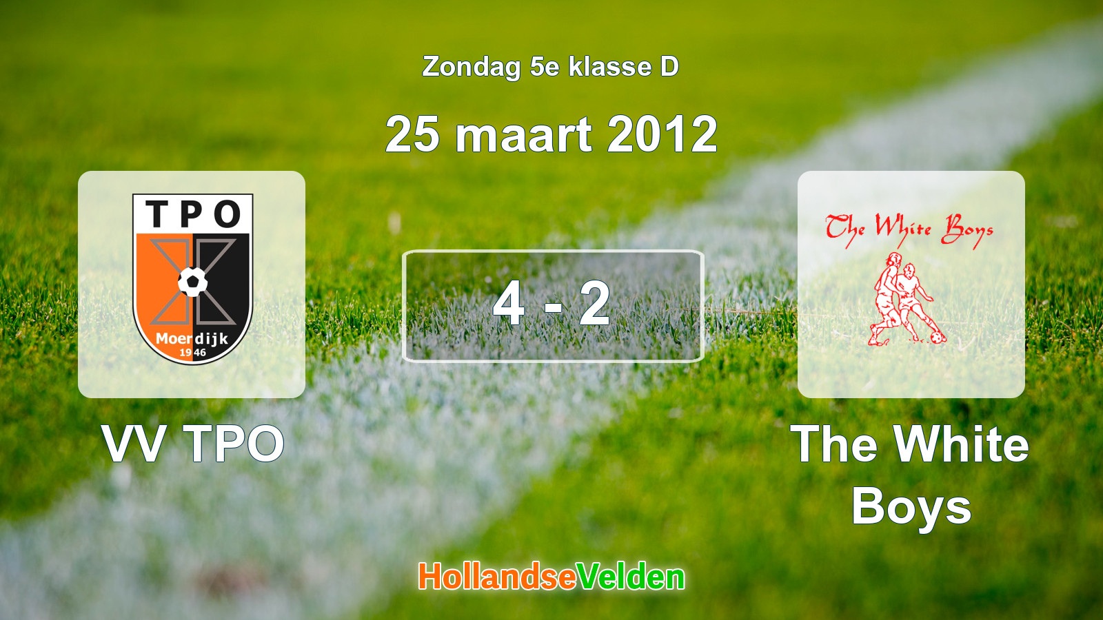 Gespeelde wedstrijd: VV TPO - The White Boys 4 - 2 (25 maart 2012)