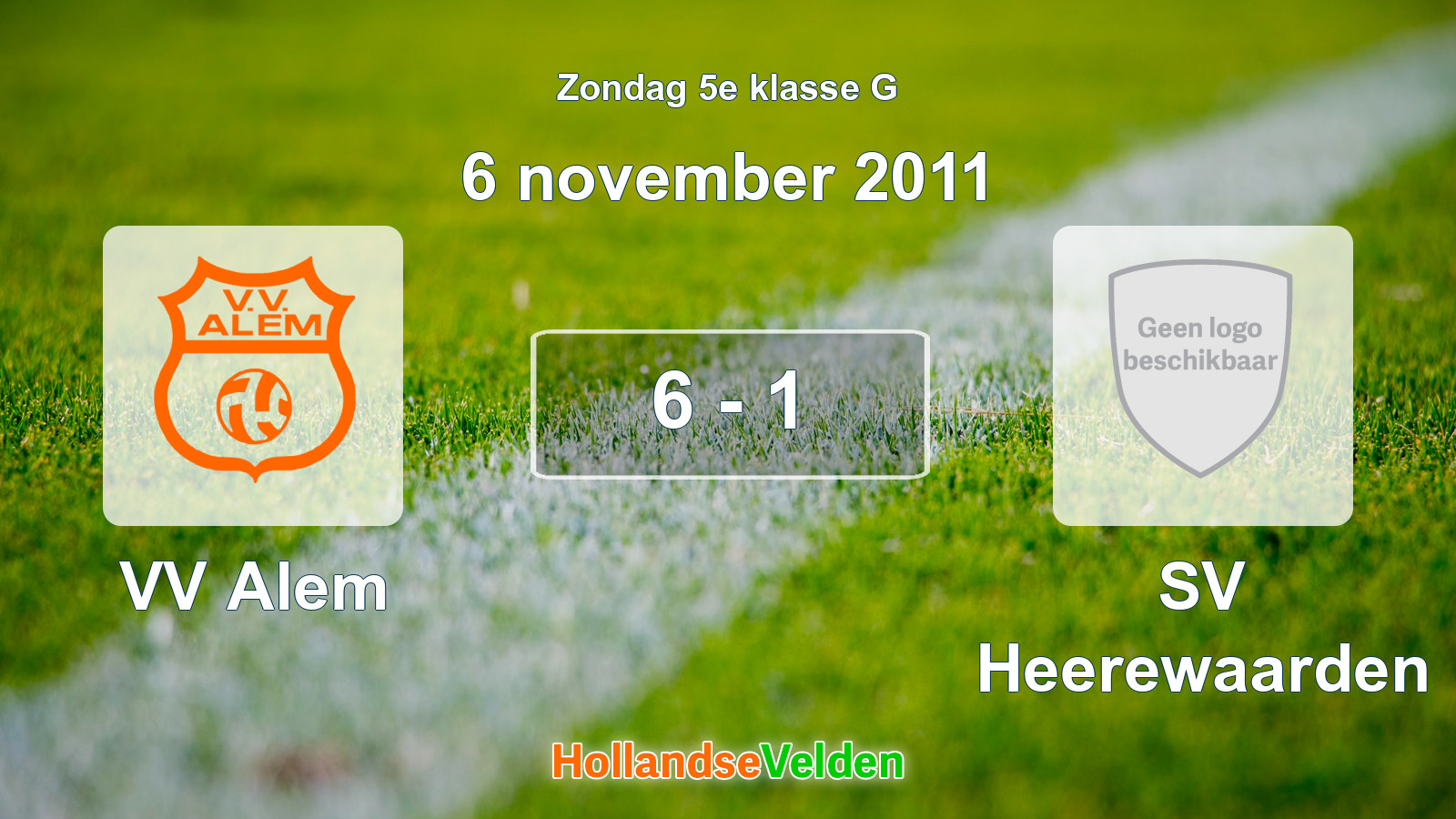 Gespeelde wedstrijd: VV Alem - SV Heerewaarden 6 - 1 (6 november 2011)