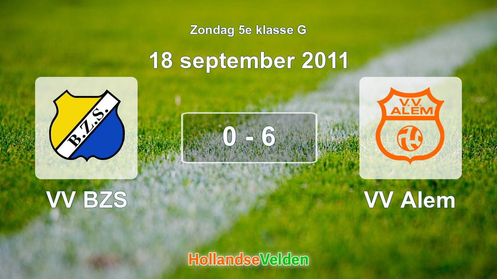 Gespeelde wedstrijd: VV BZS - VV Alem 0 - 6 (18 september 2011)