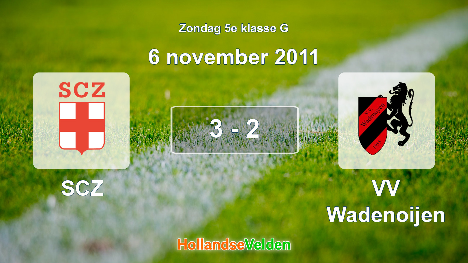 Gespeelde wedstrijd: SCZ - VV Wadenoijen 3 - 2 (6 november 2011)