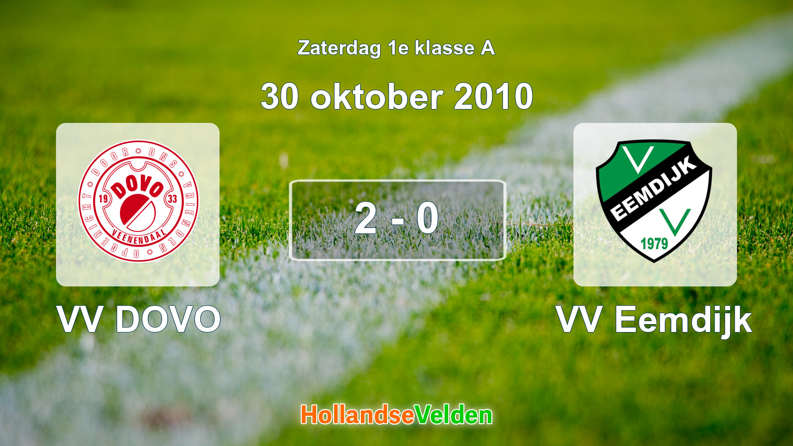 Gespeelde wedstrijd: VV DOVO - VV Eemdijk 2 - 0 (30 oktober 2010)