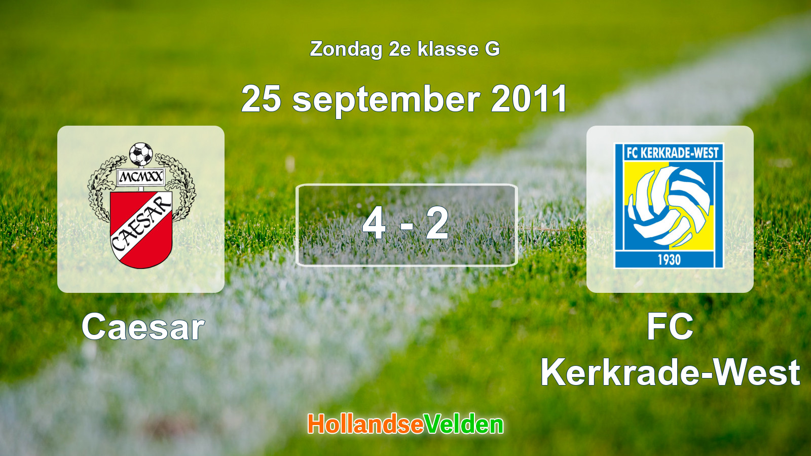 Gespeelde wedstrijd: Caesar - FC Kerkrade-West 4 - 2 (25 september 2011)