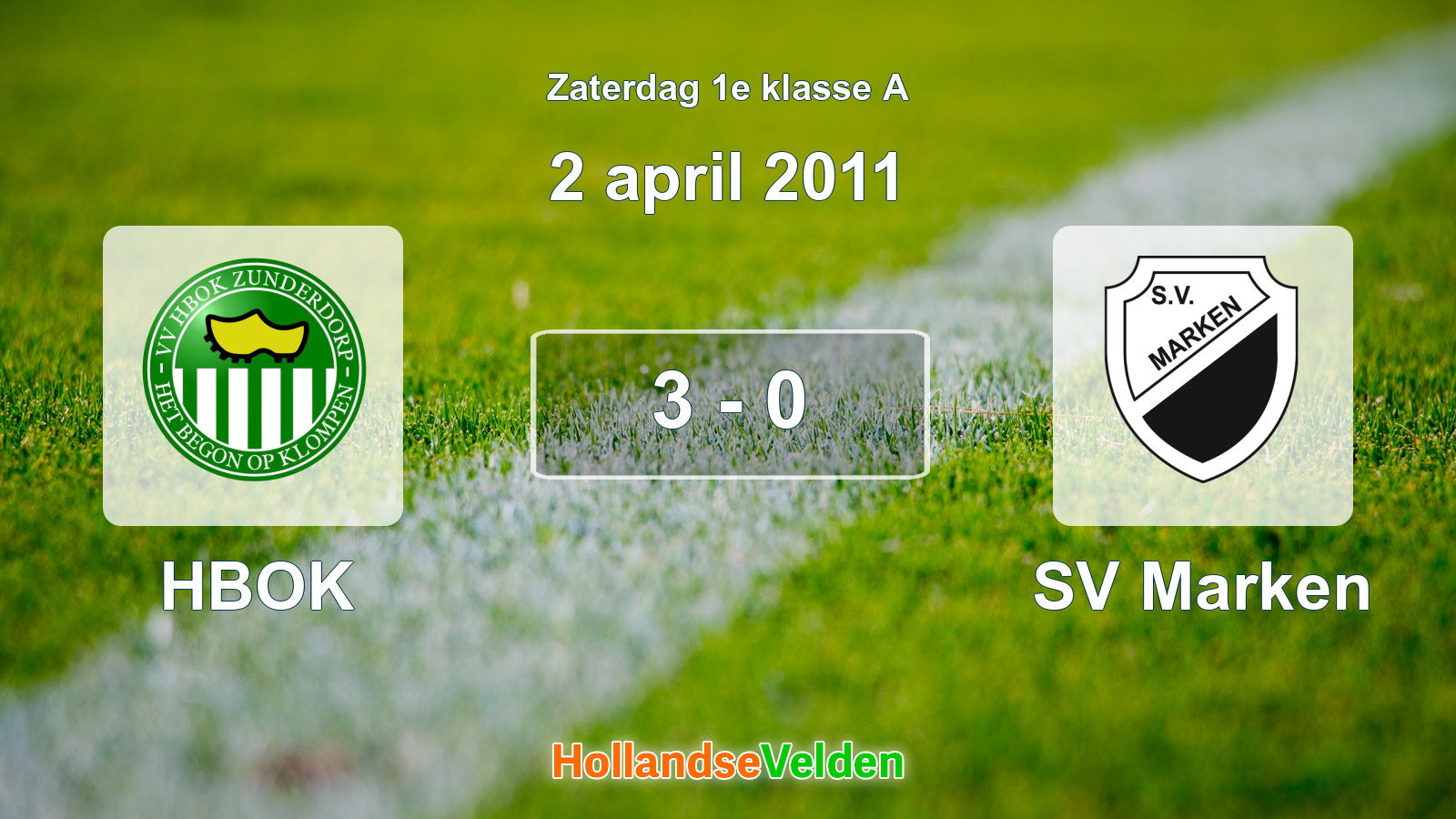 Gespeelde wedstrijd: HBOK - SV Marken 3 - 0 (2 april 2011)