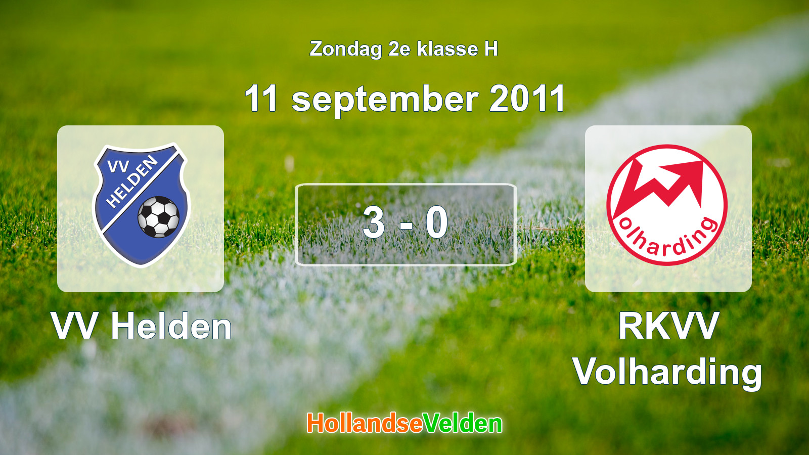 Gespeelde wedstrijd: VV Helden - RKVV Volharding 3 - 0 (11 september 2011)