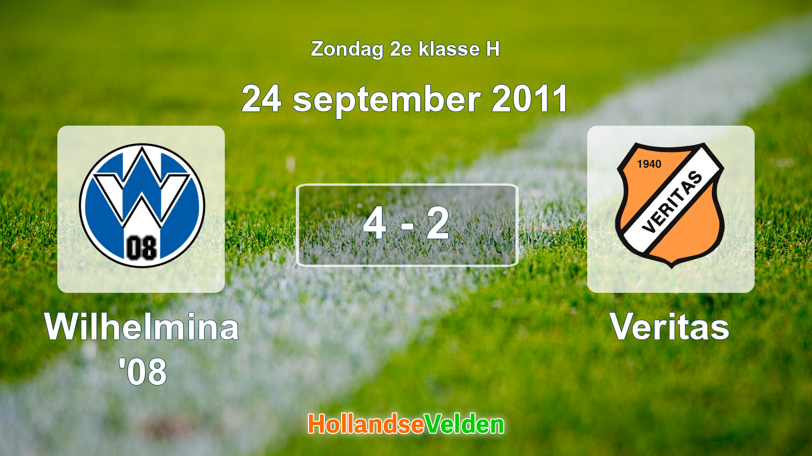 Gespeelde wedstrijd: Wilhelmina '08 - Veritas 4 - 2 (24 september 2011)