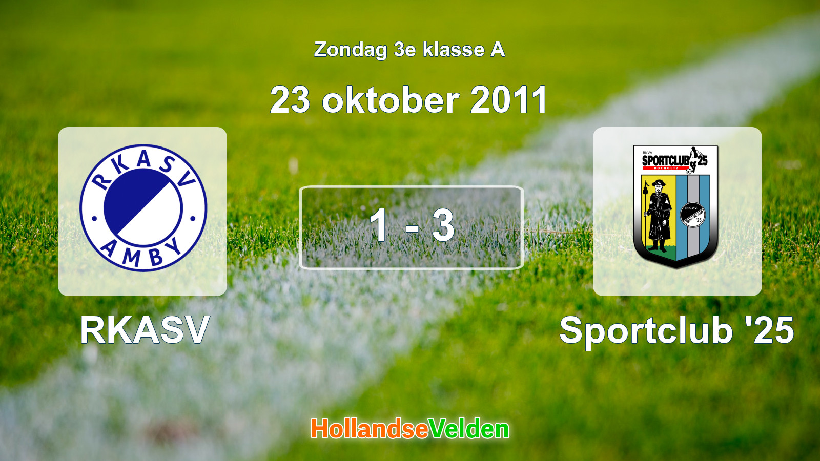 Gespeelde wedstrijd: RKASV - Sportclub '25 1 - 3 (23 oktober 2011)
