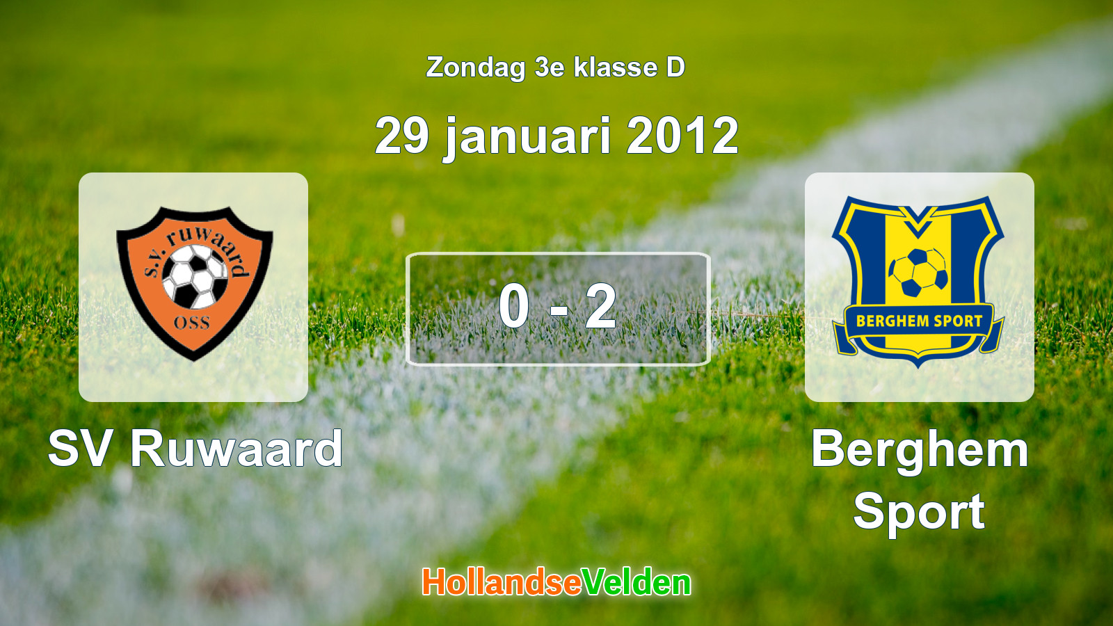 Gespeelde wedstrijd: SV Ruwaard - Berghem Sport 0 - 2 (29 januari 2012)