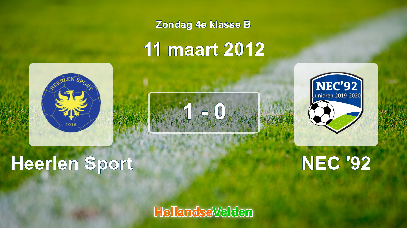 Gespeelde wedstrijd: Heerlen Sport - NEC '92 1 - 0 (11 maart 2012)