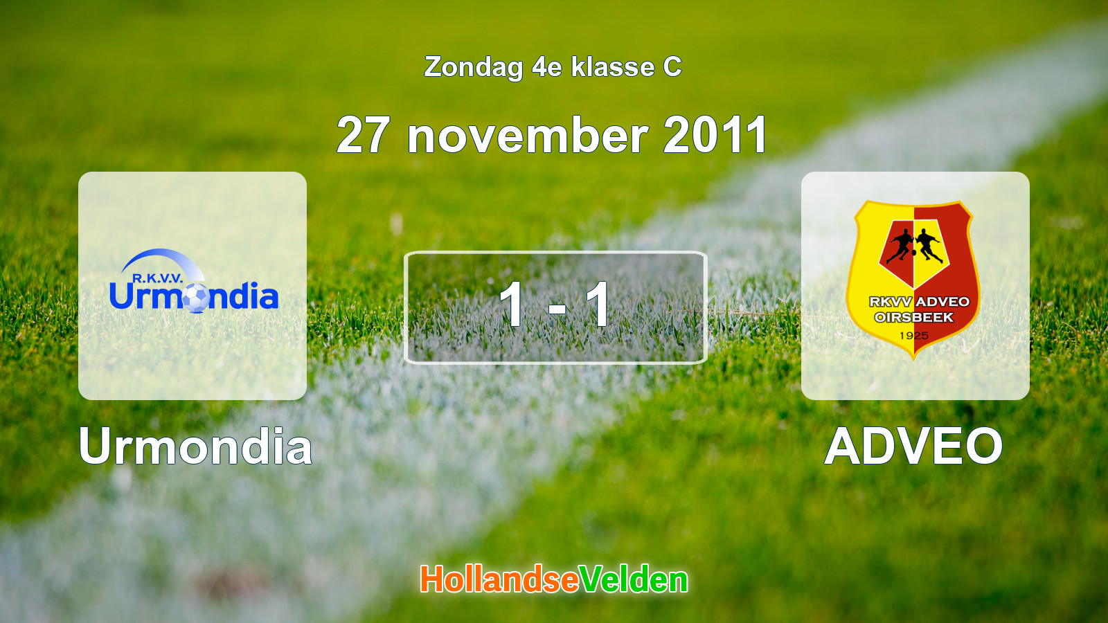 Gespeelde wedstrijd: Urmondia - ADVEO 1 - 1 (27 november 2011)