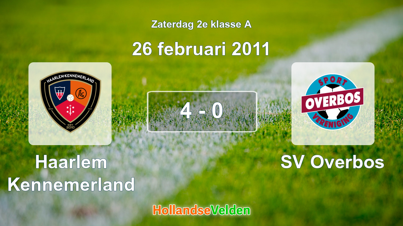Gespeelde wedstrijd: Haarlem Kennemerland - SV Overbos 4 - 0 (26 februari 2011)