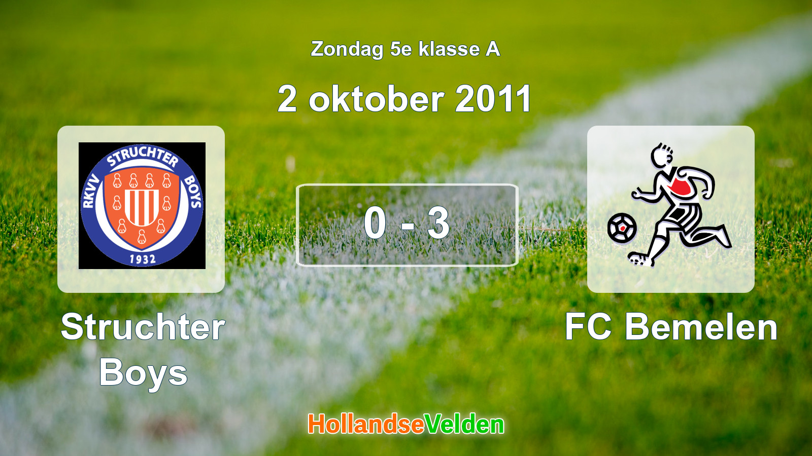 Gespeelde wedstrijd: Struchter Boys - FC Bemelen 0 - 3 (2 oktober 2011)