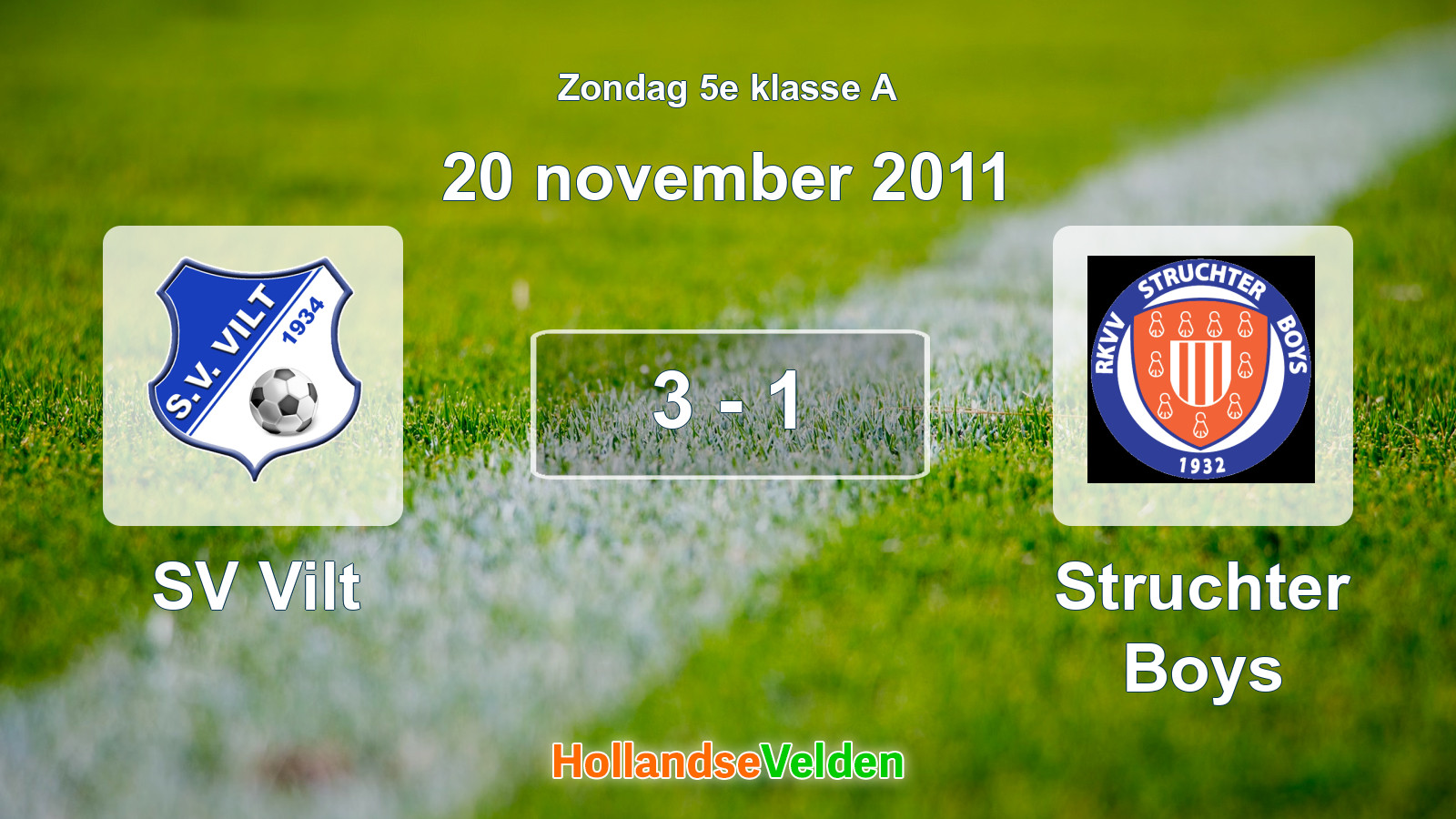 Gespeelde wedstrijd: SV Vilt - Struchter Boys 3 - 1 (20 november 2011)