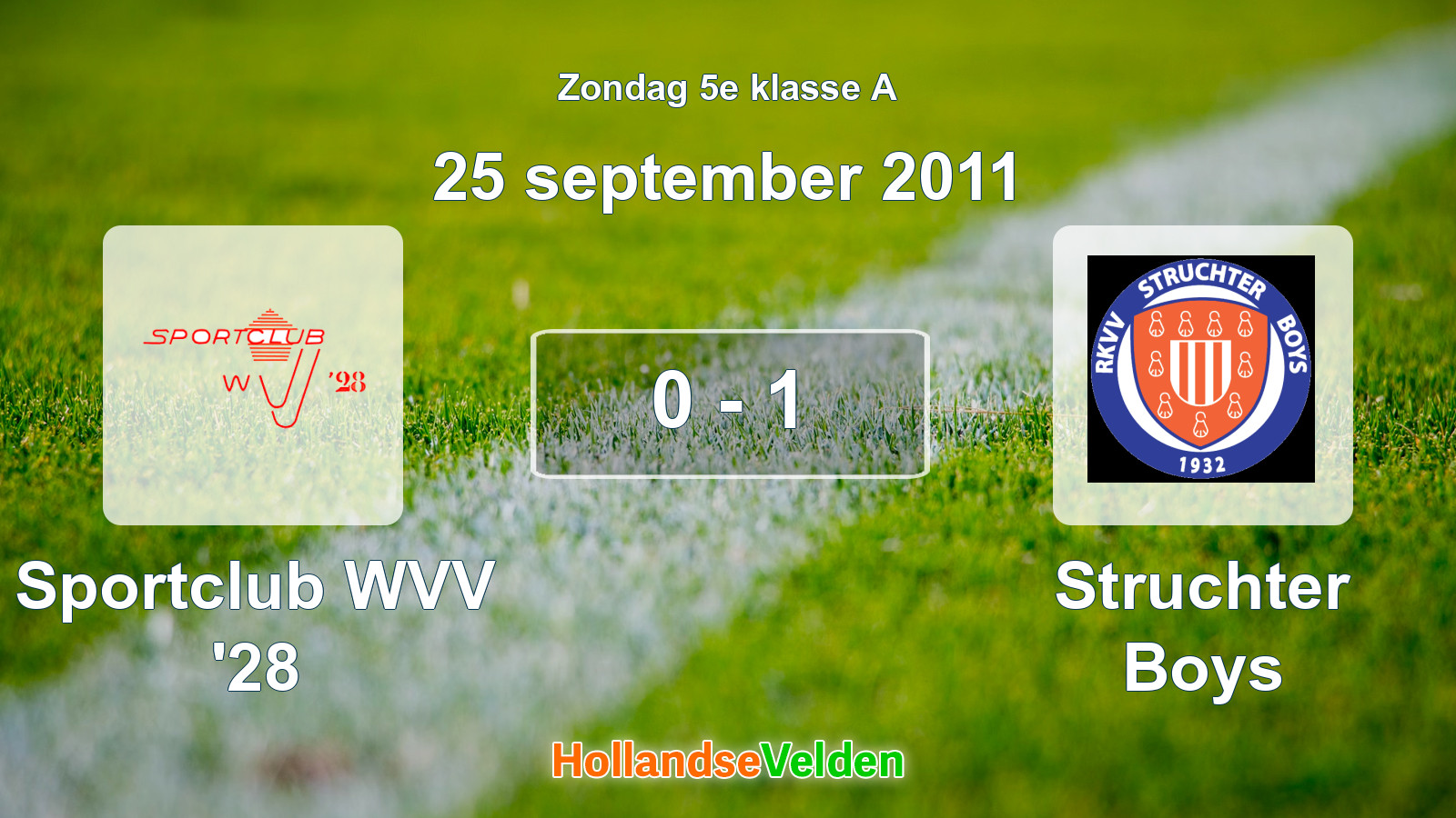 Gespeelde wedstrijd: Sportclub WVV '28 - Struchter Boys 0 - 1 (25 september 2011)