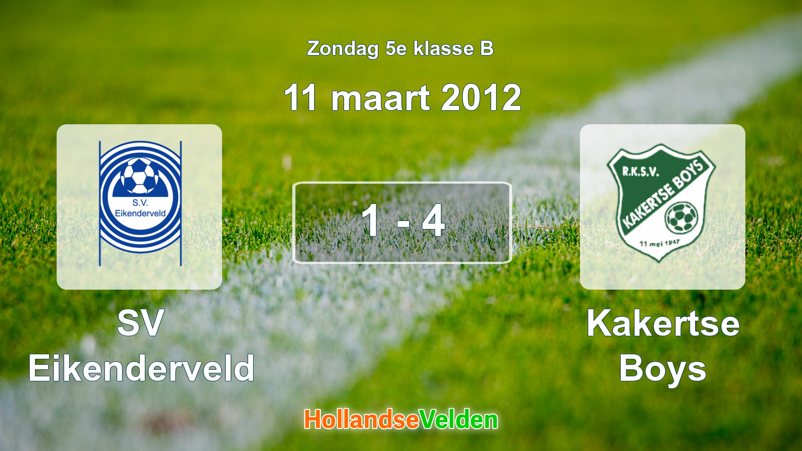 Gespeelde wedstrijd: SV Eikenderveld - Kakertse Boys 1 - 4 (11 maart 2012)