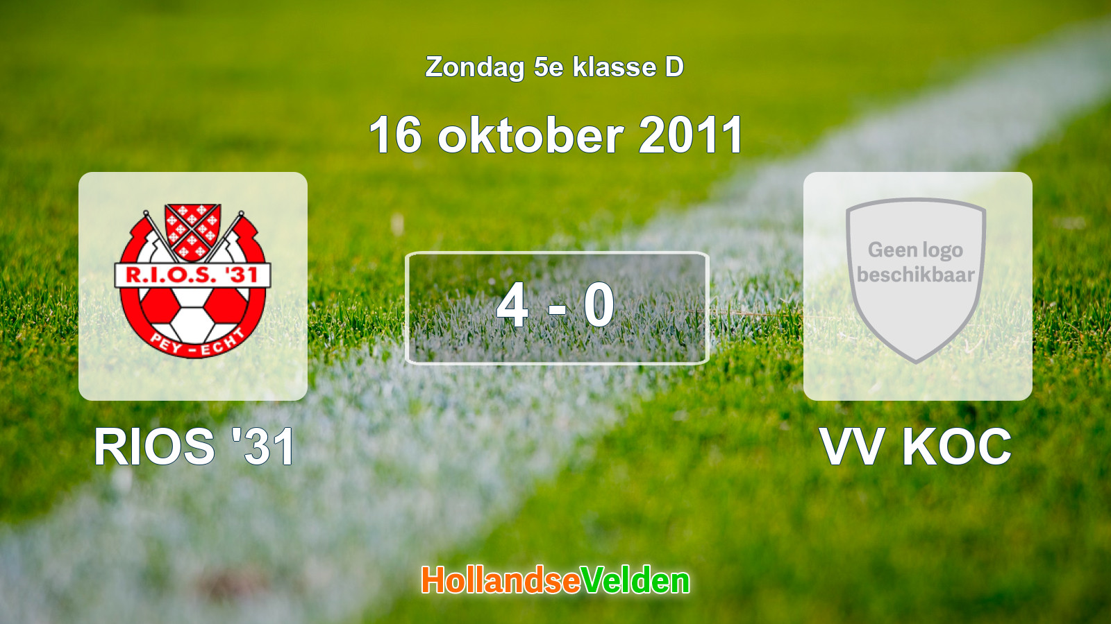 Gespeelde wedstrijd: RIOS '31 - VV KOC 4 - 0 (16 oktober 2011)