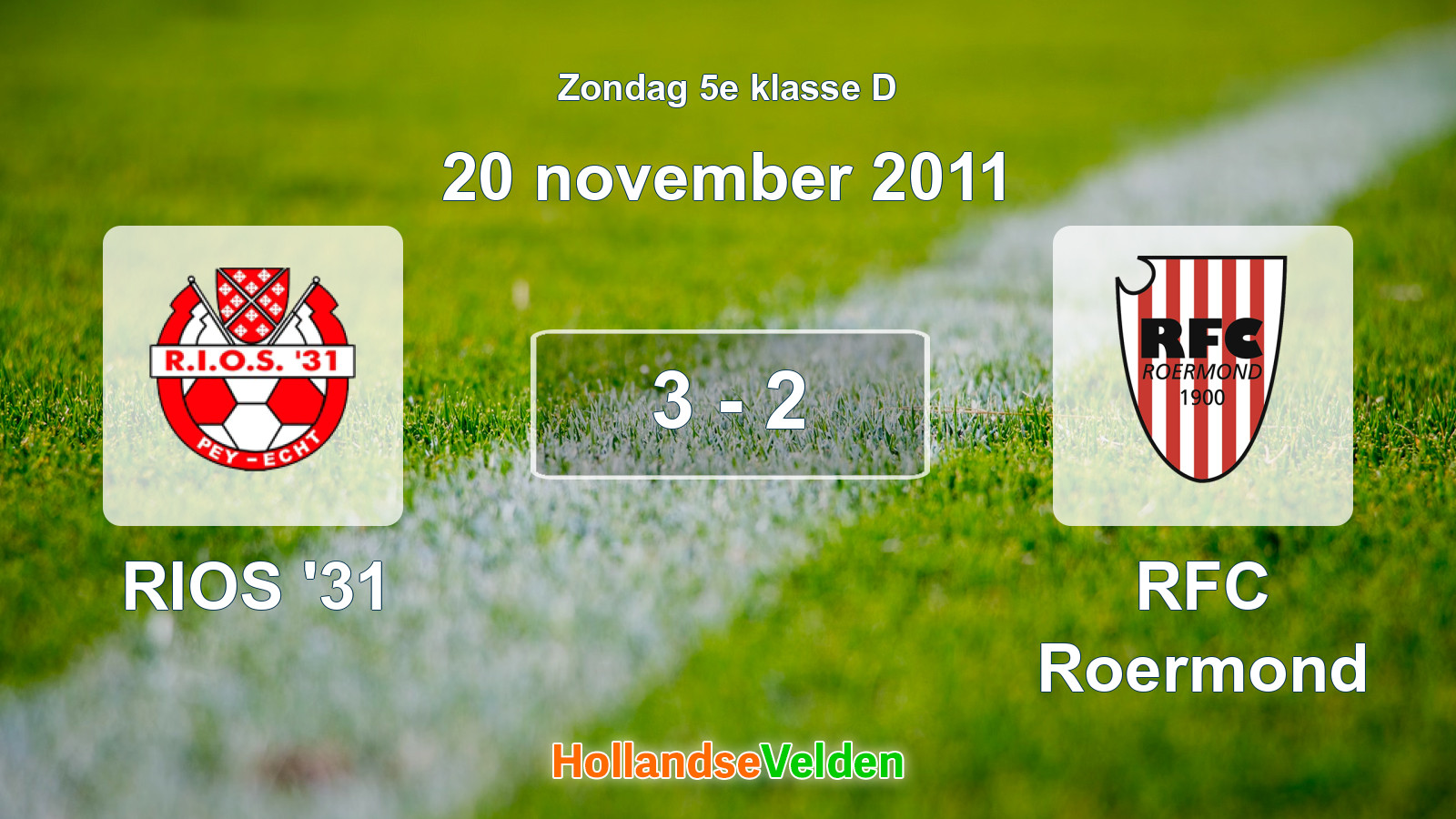 Gespeelde wedstrijd: RIOS '31 - RFC Roermond 3 - 2 (20 november 2011)
