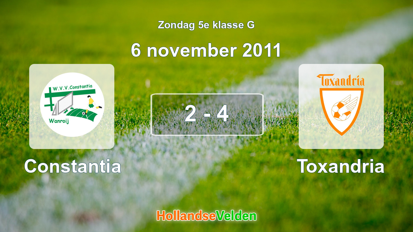 Gespeelde wedstrijd: Constantia - Toxandria 2 - 4 (6 november 2011)