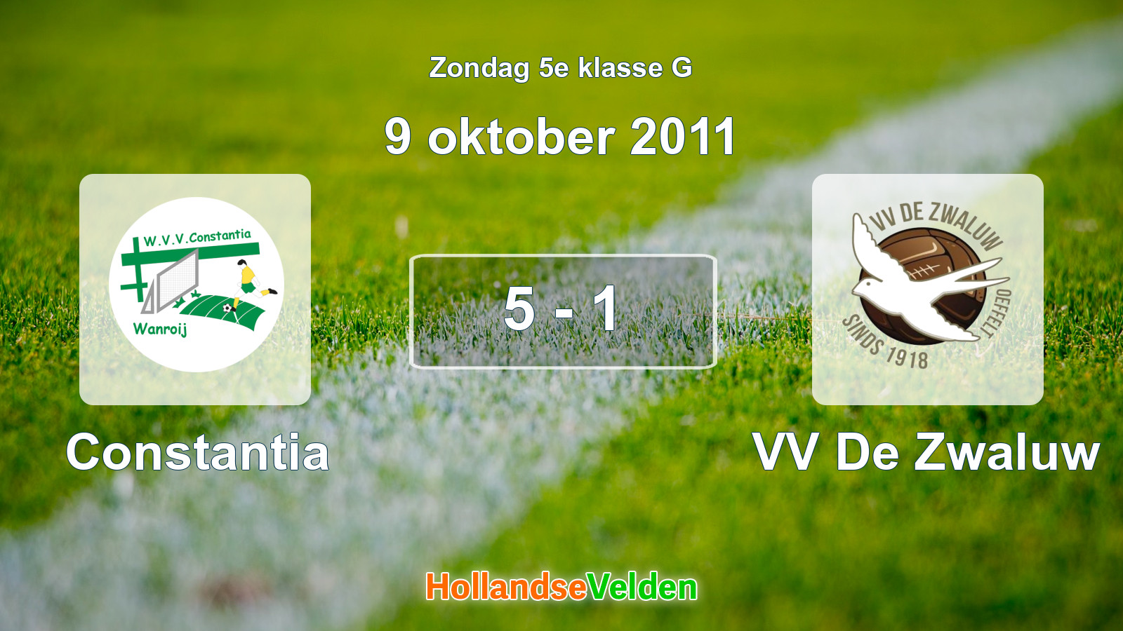 Gespeelde wedstrijd: Constantia - VV De Zwaluw 5 - 1 (9 oktober 2011)