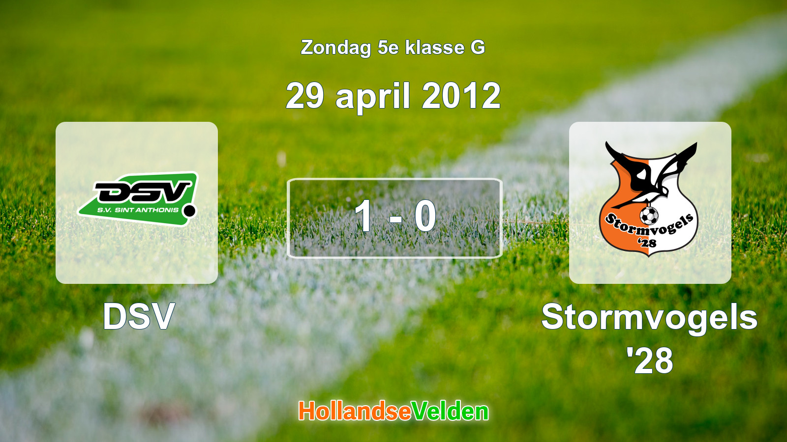 Gespeelde wedstrijd: DSV - Stormvogels '28 1 - 0 (29 april 2012)