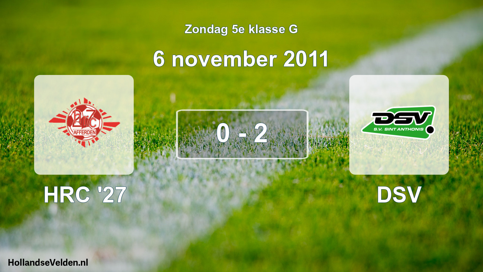 Gespeelde wedstrijd: HRC '27 - DSV 0 - 2 (6 november 2011)