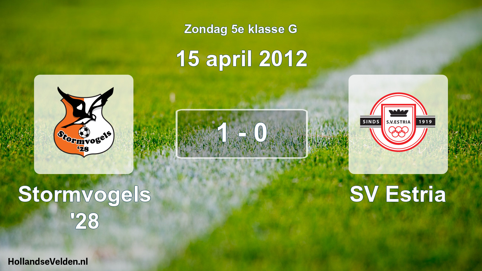 Gespeelde wedstrijd: Stormvogels '28 - SV Estria 1 - 0 (15 april 2012)