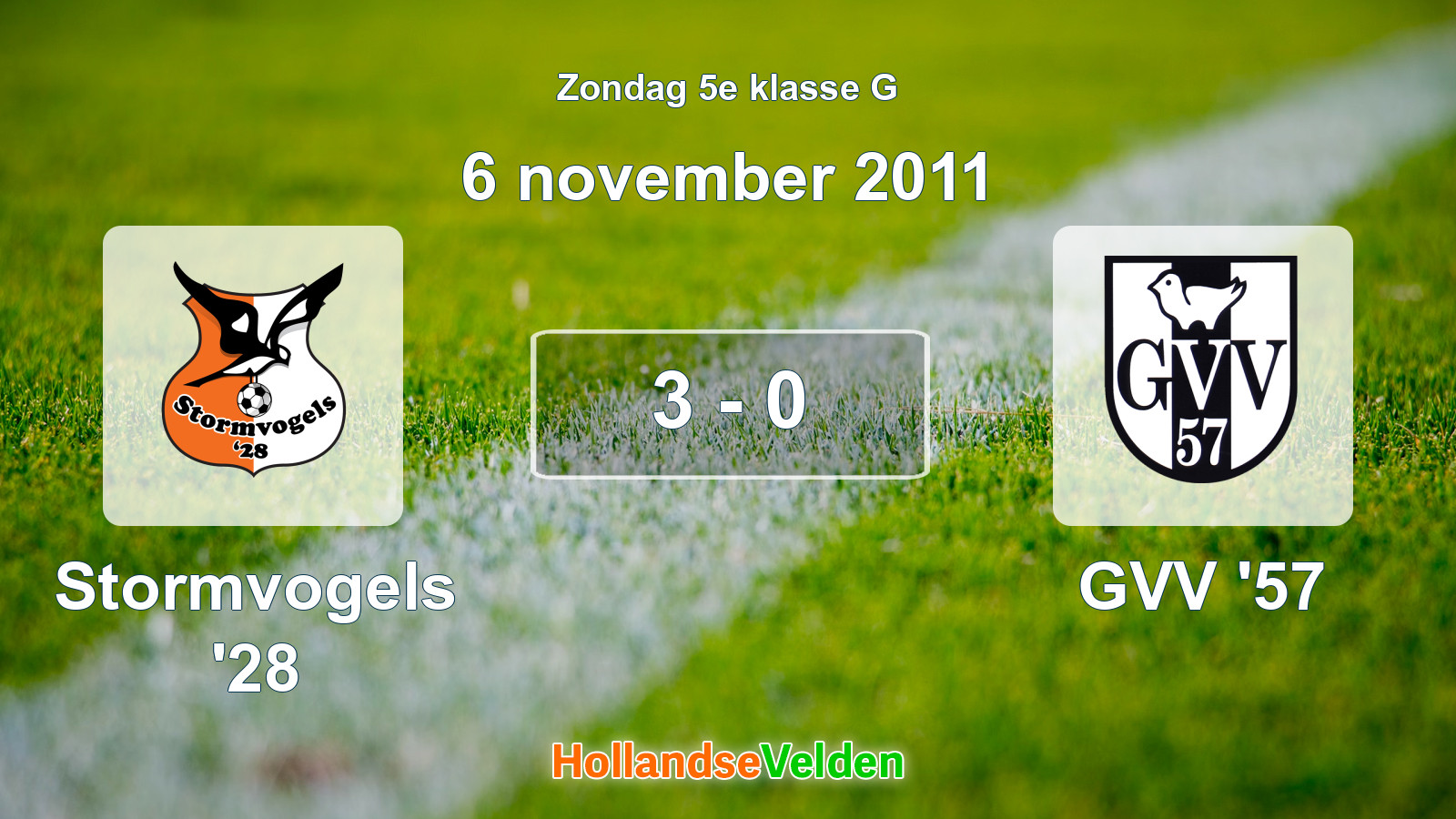 Gespeelde wedstrijd: Stormvogels '28 - GVV '57 3 - 0 (6 november 2011)