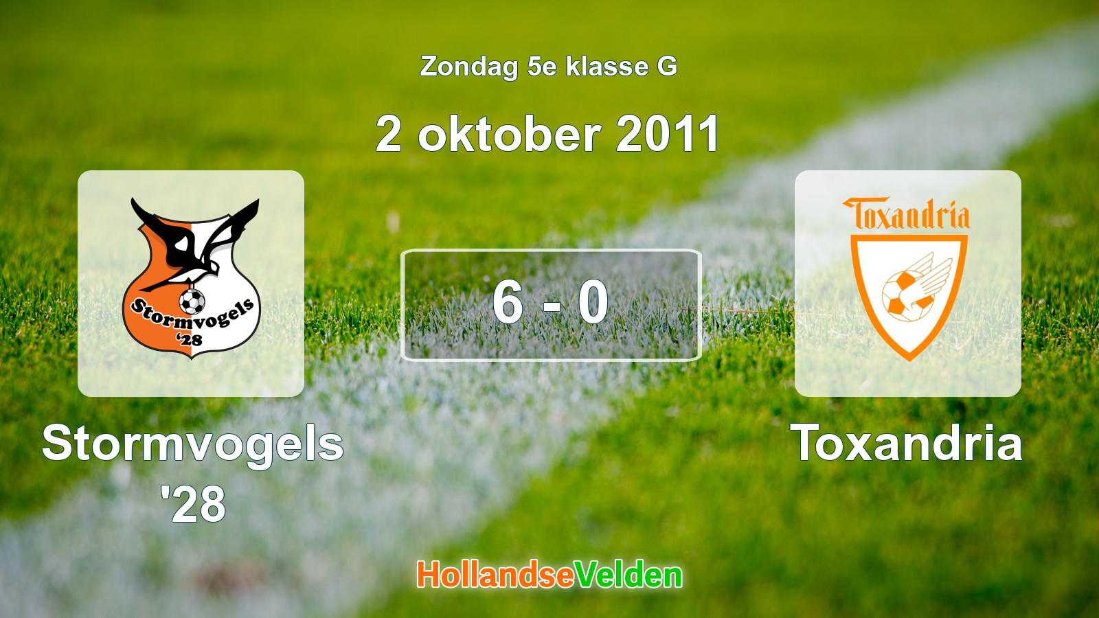 Gespeelde wedstrijd: Stormvogels '28 - Toxandria 6 - 0 (2 oktober 2011)