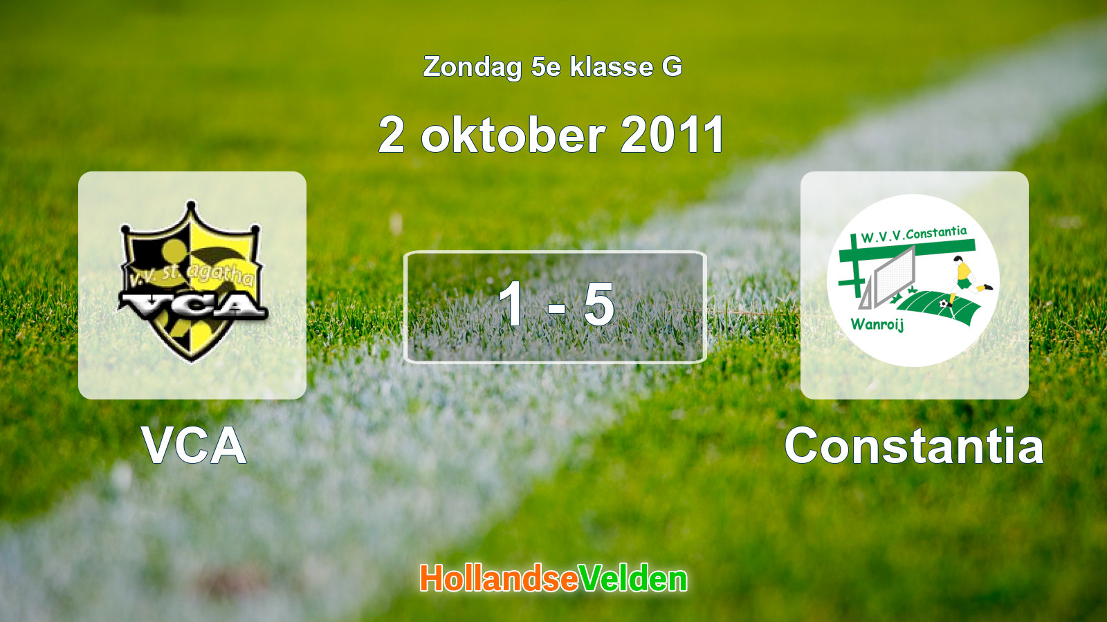 Gespeelde wedstrijd: VCA - Constantia 1 - 5 (2 oktober 2011)