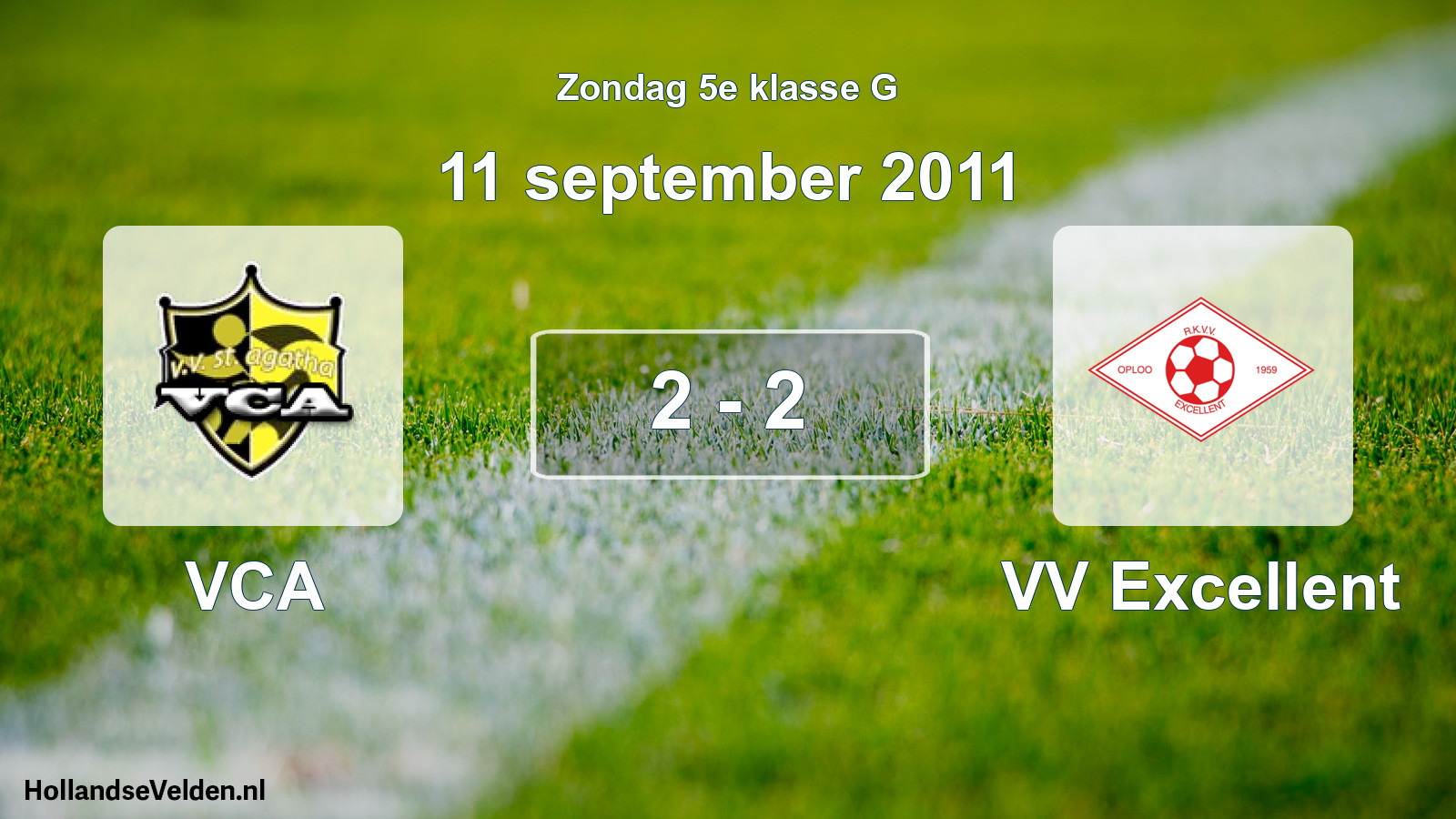 Gespeelde wedstrijd: VCA - VV Excellent 2 - 2 (11 september 2011)