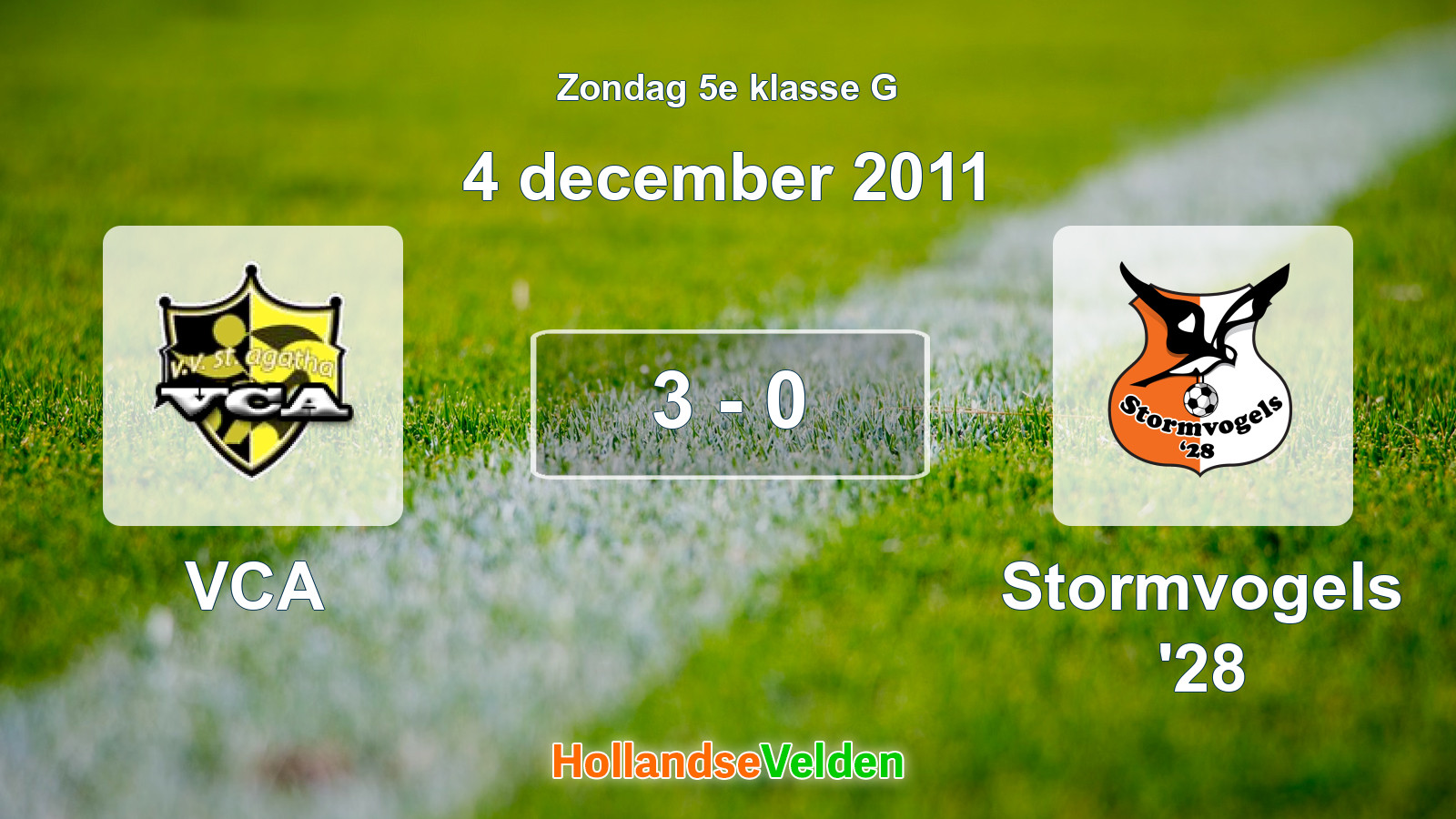 Gespeelde wedstrijd: VCA - Stormvogels '28 3 - 0 (4 december 2011)