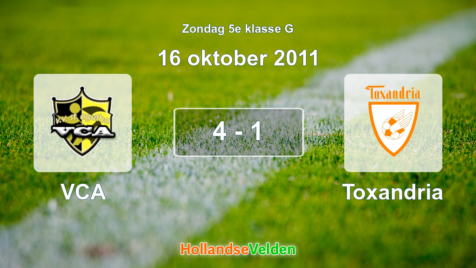 Gespeelde wedstrijd: VCA - Toxandria 4 - 1 (16 oktober 2011)