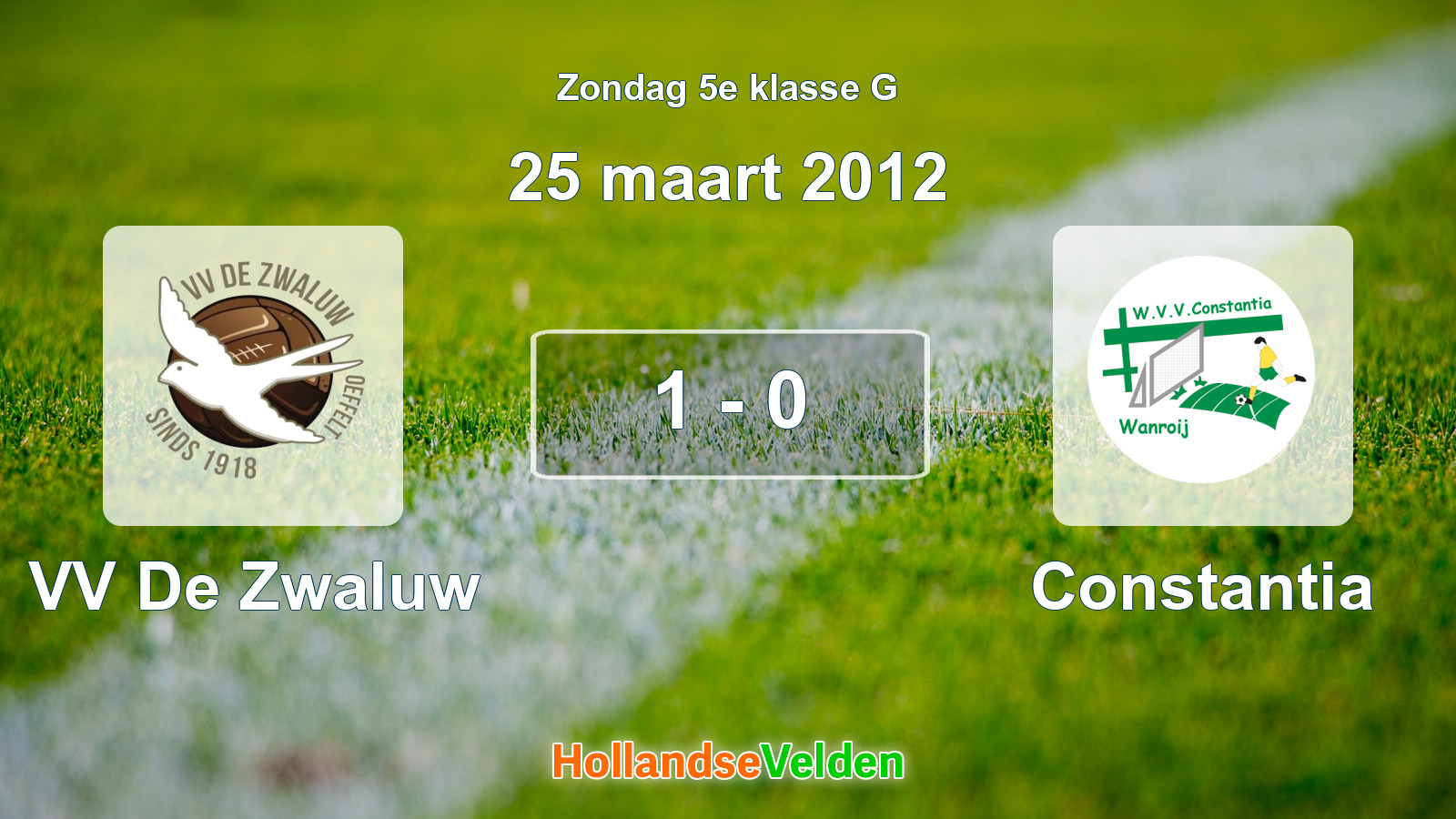 Gespeelde wedstrijd: VV De Zwaluw - Constantia 1 - 0 (25 maart 2012)