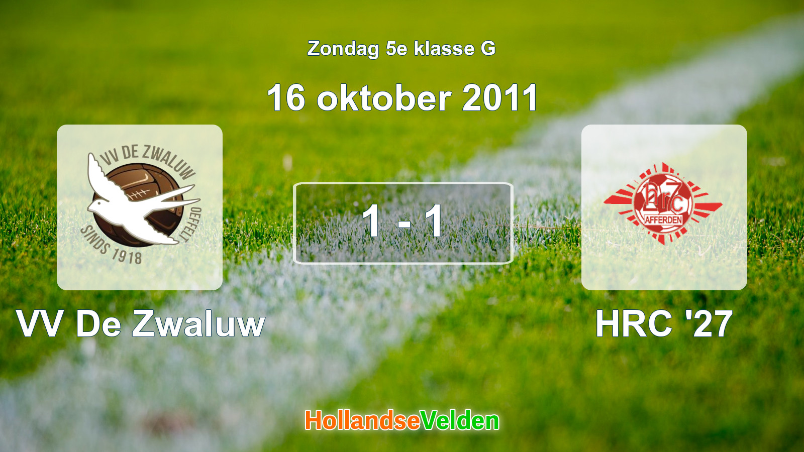 Gespeelde wedstrijd: VV De Zwaluw - HRC '27 1 - 1 (16 oktober 2011)