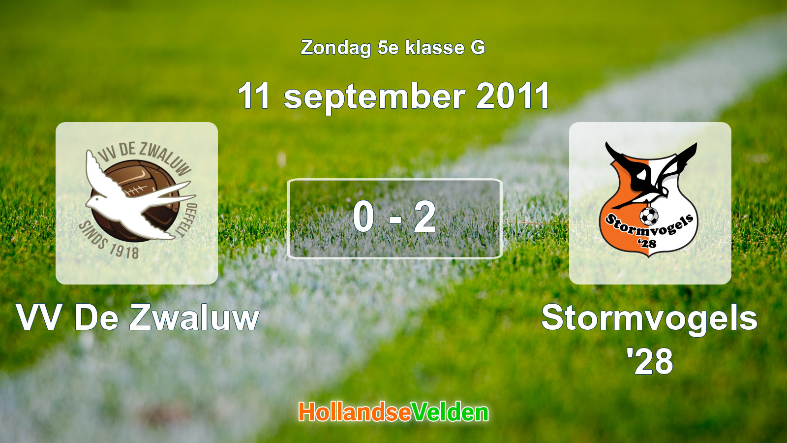 Gespeelde wedstrijd: VV De Zwaluw - Stormvogels '28 0 - 2 (11 september 2011)