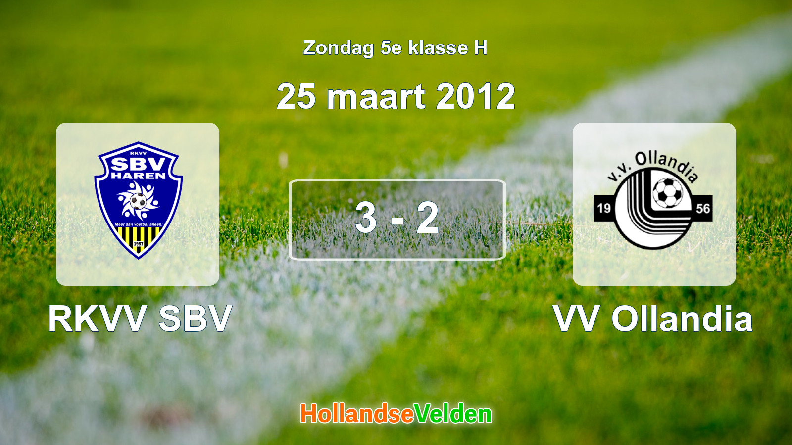 Gespeelde wedstrijd: RKVV SBV - VV Ollandia 3 - 2 (25 maart 2012)