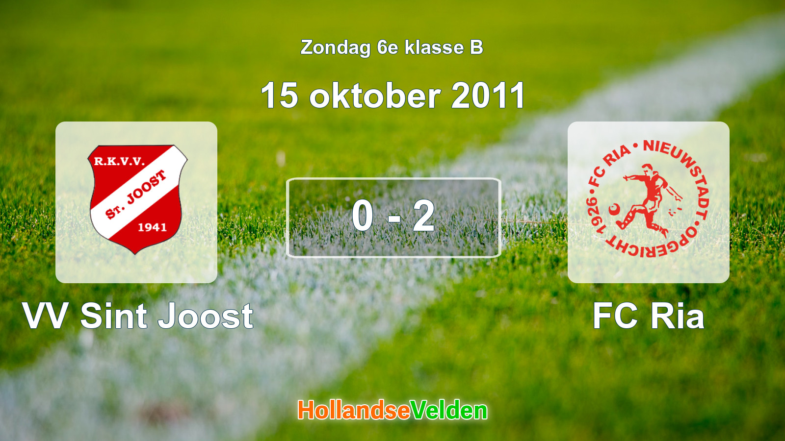 Gespeelde wedstrijd: VV Sint Joost - FC Ria 0 - 2 (15 oktober 2011)